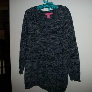 Woman Within navy multicolor sweater